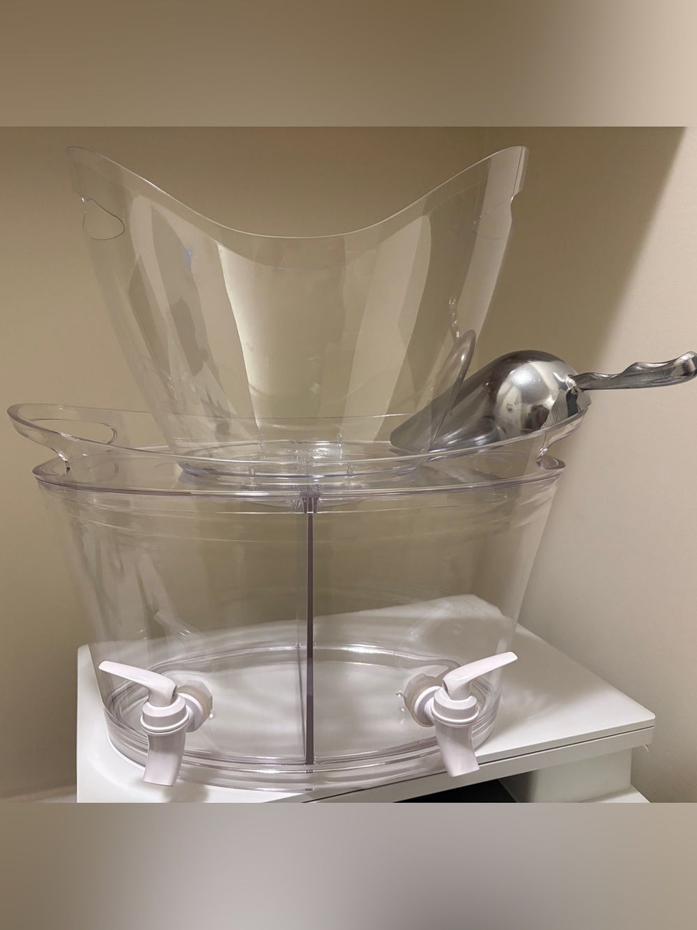 Clear Acrylic Beverage Dispenser with Double Spouts